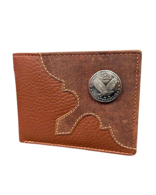 Mixed Media Bifold Rodeo Wallet with Medallion AB1915