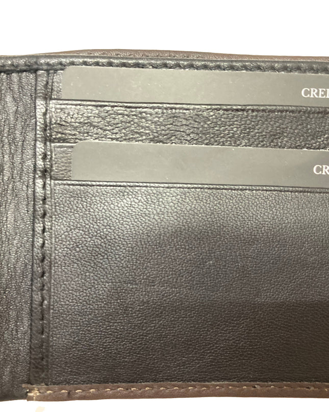 Contrast Stitch Bifold Wallet w/ Vanity Tray & Keychain