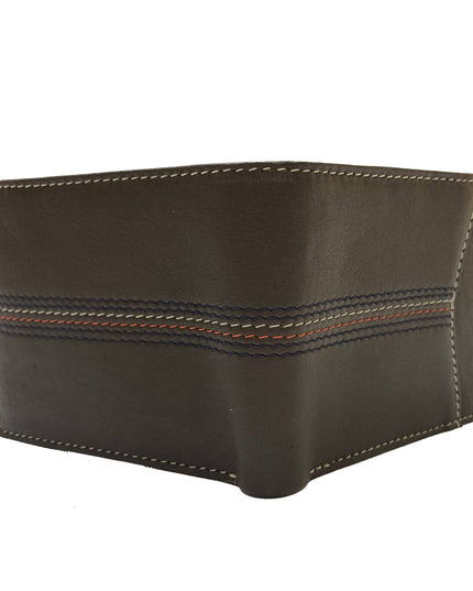 Contrast Stitch Bifold Wallet w/ Vanity Tray & Keychain