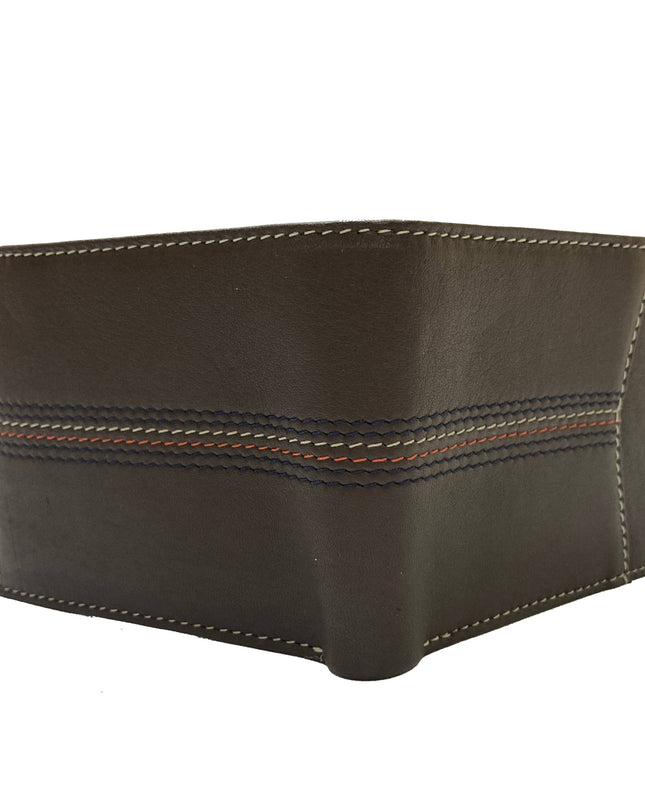 Contrast Stitch Bifold Wallet w/ Vanity Tray & Keychain