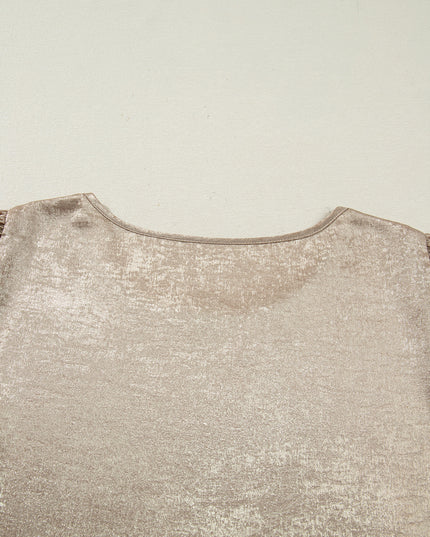 Apricot Plus Size Metallic Long Flounce Sleeve Blouse