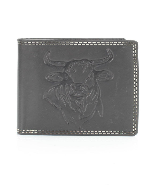 Oil Pull Up Embossed Steer Bifold Wallet ABB 006
