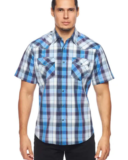 RODEO CLOTHING MEN'S PLAID SHORT SLEEVE SNAP Ps400s-Sept