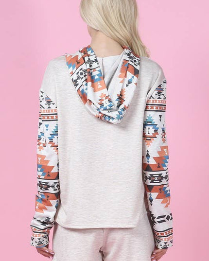 AV1106-TESSA AZTEC PRINT COLOR BLOCK LOUNGE SET