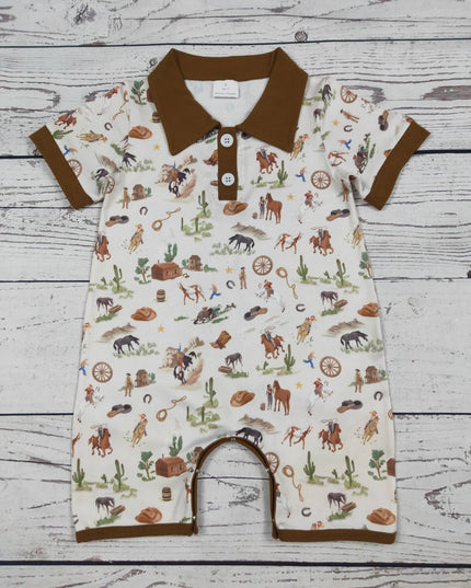 Baby Boy Western Printed Summer Romper