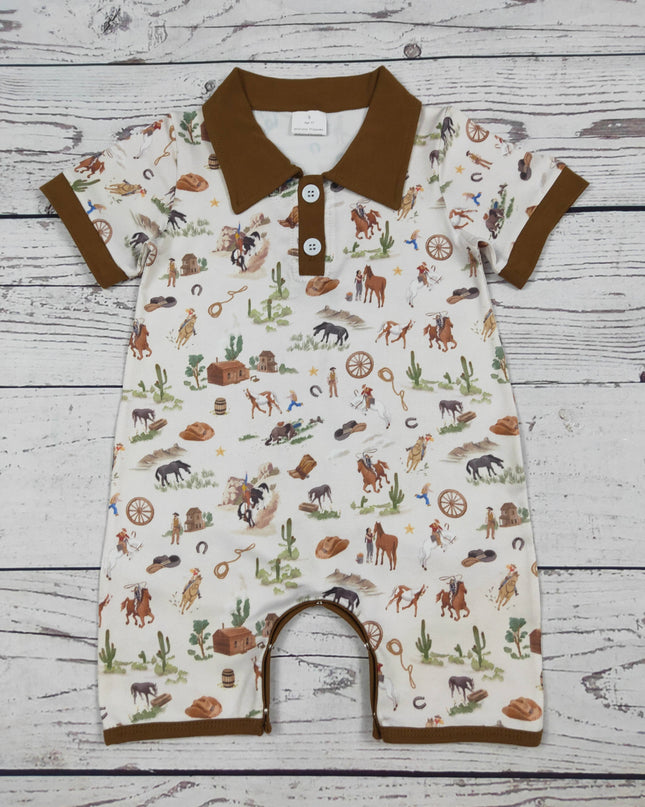 Baby Boy Western Printed Summer Romper
