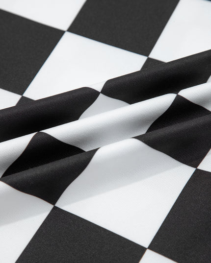 Black Checkerboard Printed Slim Tank Top