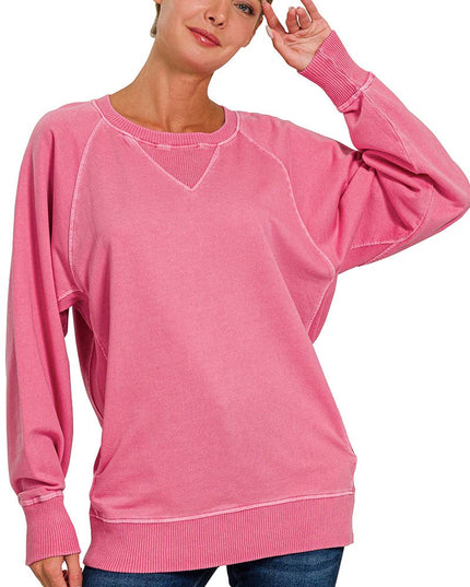 `Washed French Terry Pullover With Side Pockets