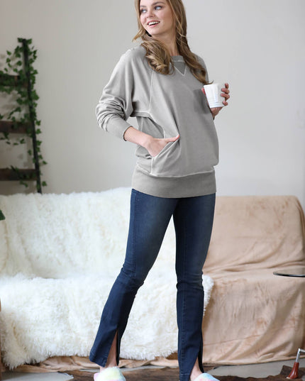 `Washed French Terry Pullover With Side Pockets