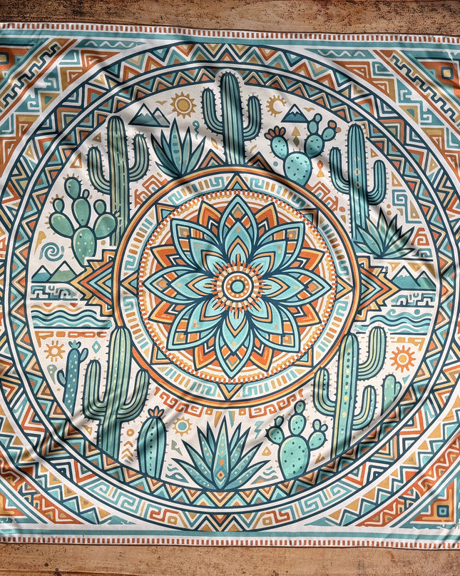 AVS-855 AZTEC CACTI PRINT SILK WILD RAG 36X36
