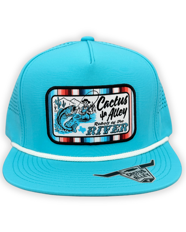 "Rebels" - CA Turquoise Laser Holes/ White Rope, Snapback Cap