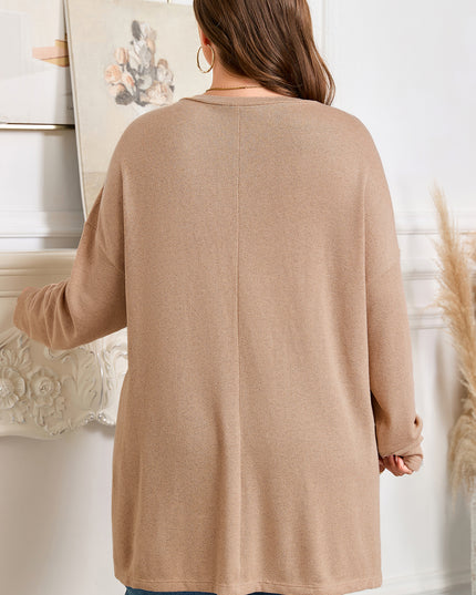 Parchment Plus Size Drop Shoulder Knit Tunic Top