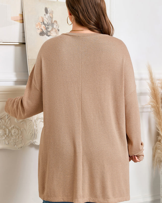 Parchment Plus Size Drop Shoulder Knit Tunic Top
