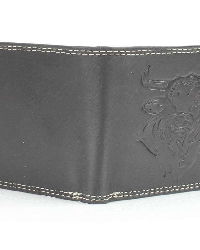 Oil Pull Up Embossed Steer Bifold Wallet ABB 006