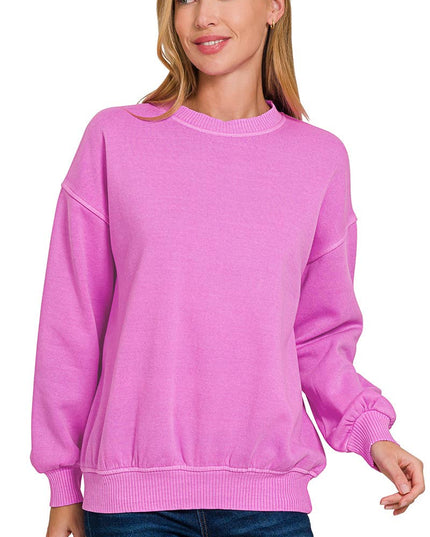 SI-27206 Pigment Dye Fleece Oversized Pullover Zenana