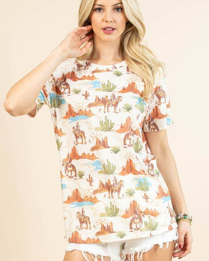 AV1205-ESME WESTERN PRINT SHORT SLEEVE TEE