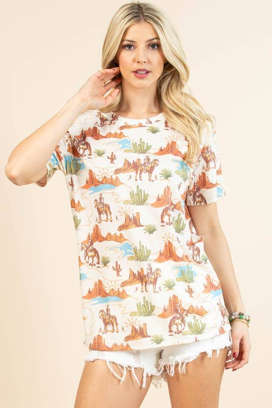 AV1205-ESME WESTERN PRINT SHORT SLEEVE TEE