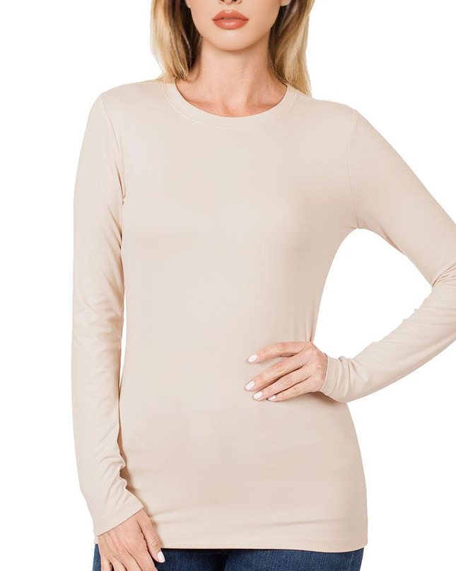 `Microfiber Long Sleeve Basic Tee Zenana