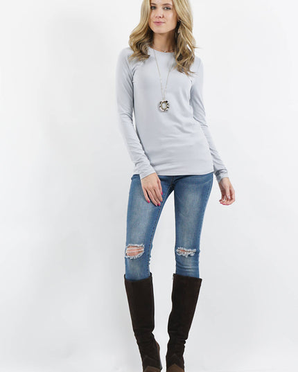 `Microfiber Long Sleeve Basic Tee Zenana