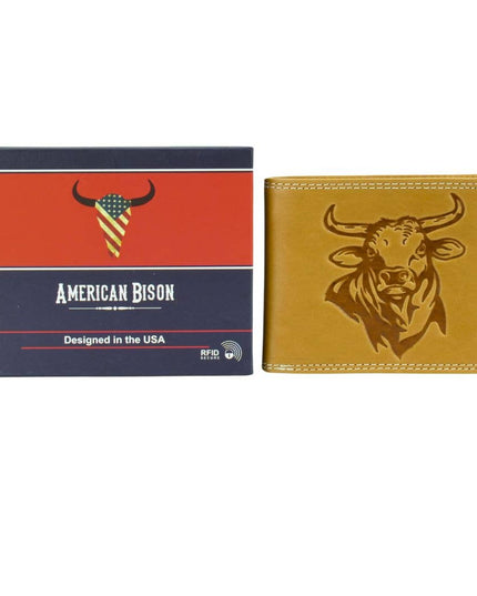 Oil Pull Up Embossed Steer Bifold Wallet ABB 006