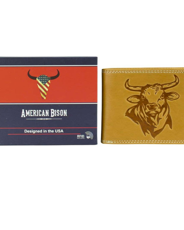 Oil Pull Up Embossed Steer Bifold Wallet ABB 006