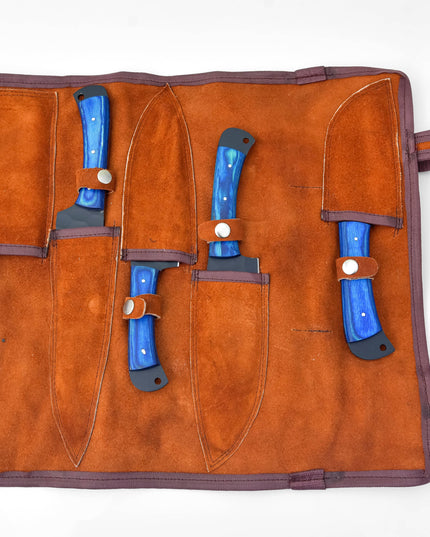 5-Piece  Knife Set / With Leather carry Bag Blue