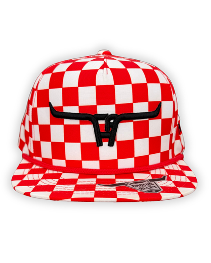 "CA Longhorn" Black Puff - CA Red Finish Line, Snapback Cap