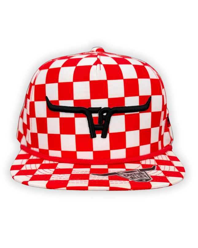 "CA Longhorn" Black Puff - CA Red Finish Line, Snapback Cap