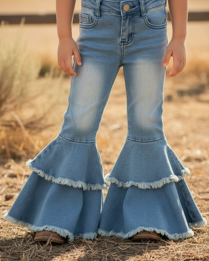 LT. blue Western  double layer bell pants with adjustable string. PNG50255-SOL