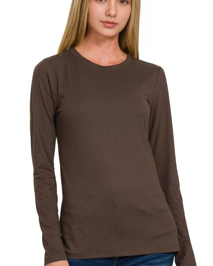 `Microfiber Long Sleeve Basic Tee Zenana