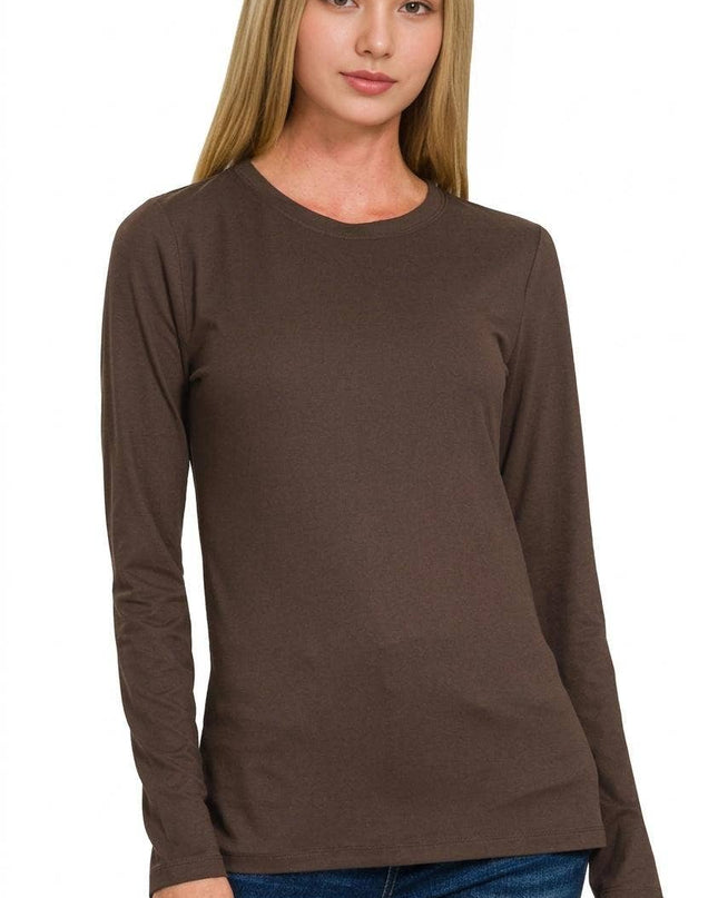 `Microfiber Long Sleeve Basic Tee Zenana