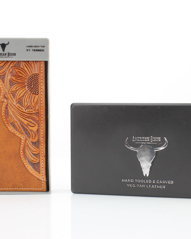 Oil Pull Up Tooled Leather Accent Rodeo Wallet ABW027