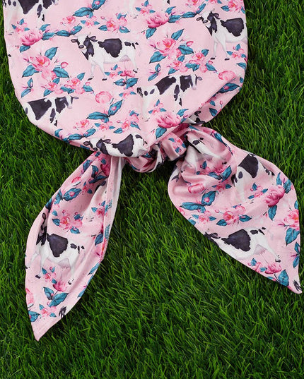Cow/floral  printed baby gown. PJG25153024