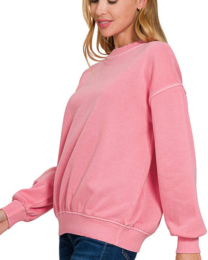 SI-27206 Pigment Dye Fleece Oversized Pullover Zenana