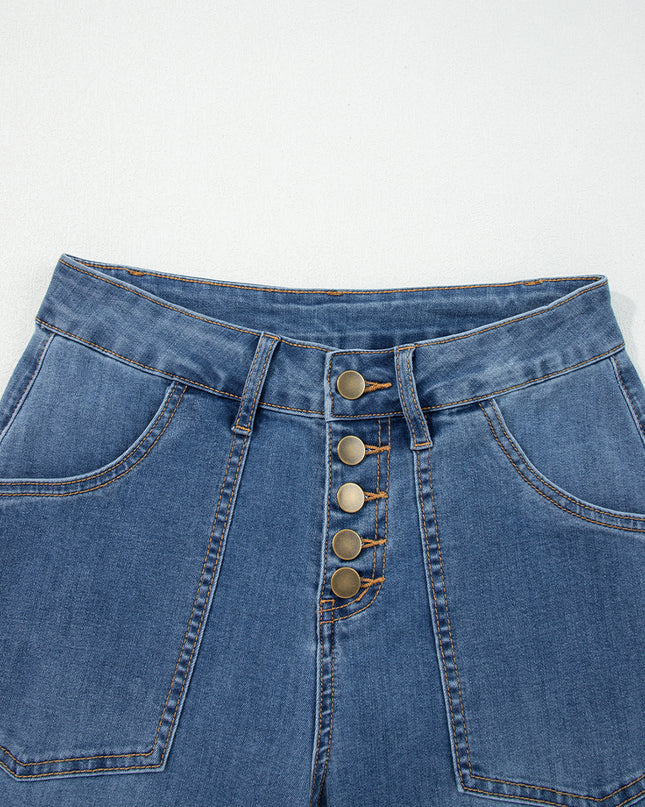 Ashleigh Blue Multi Buttons High Waist Wide Leg Jeans With Pockets