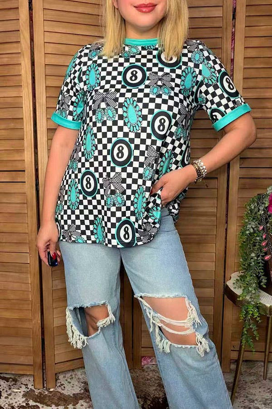 Western turquoise jewels women boutique top XCH17166