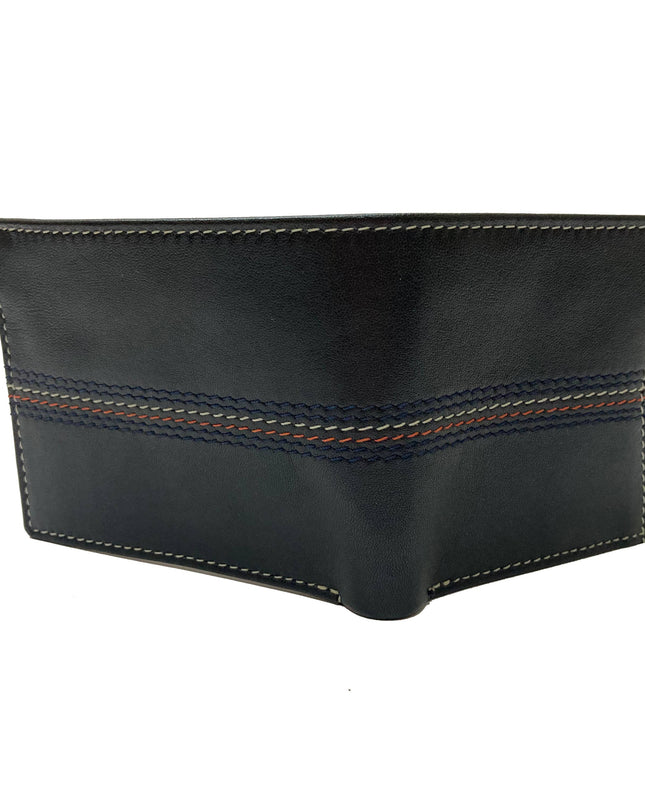 Contrast Stitch Bifold Wallet w/ Vanity Tray & Keychain