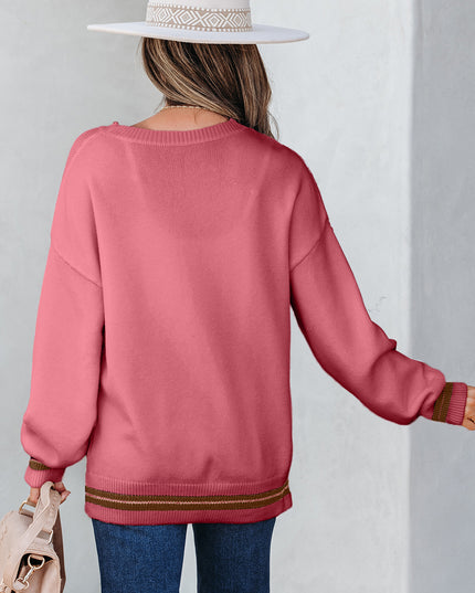 Peach Blossom See You Cowboy Embroidered Western Graphic Sweater