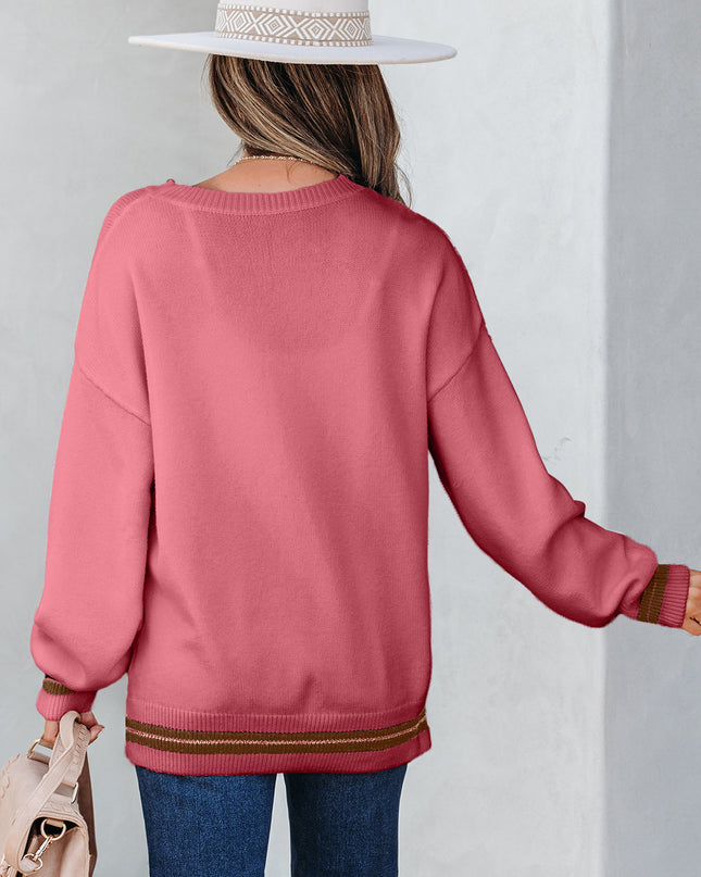 Peach Blossom See You Cowboy Embroidered Western Graphic Sweater