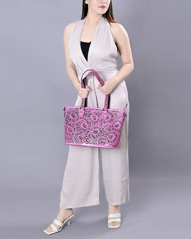 ADBG1141B Tote Hand Tooled Genuine Western Leather Women Bag