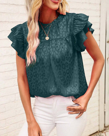 Urban print stain ruffle t-shirt top
