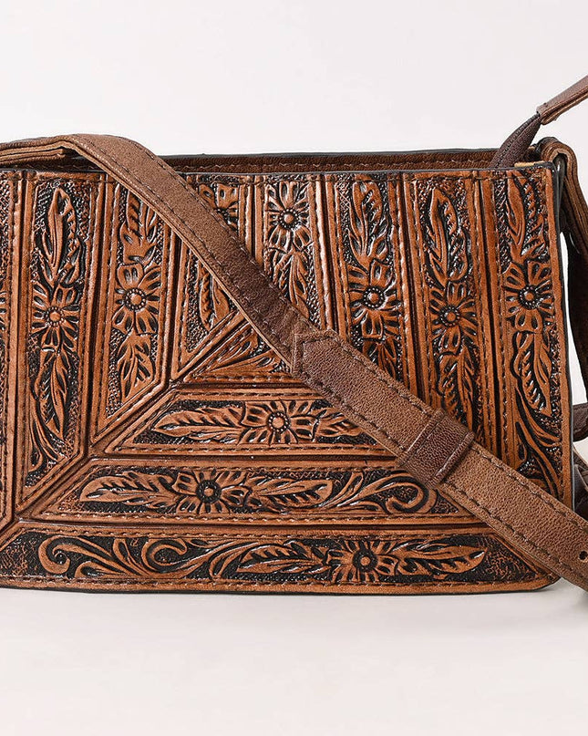 1609 Crossbody Hand Tooled Genuine Western Leather Women Bag