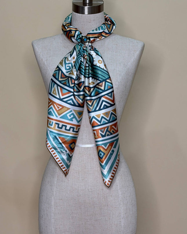 AVS-855 AZTEC CACTI PRINT SILK WILD RAG 36X36