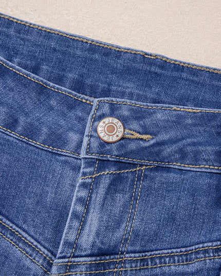 Beau Blue Tailored Center Seam Detail Straight Loose High Rise Jeans