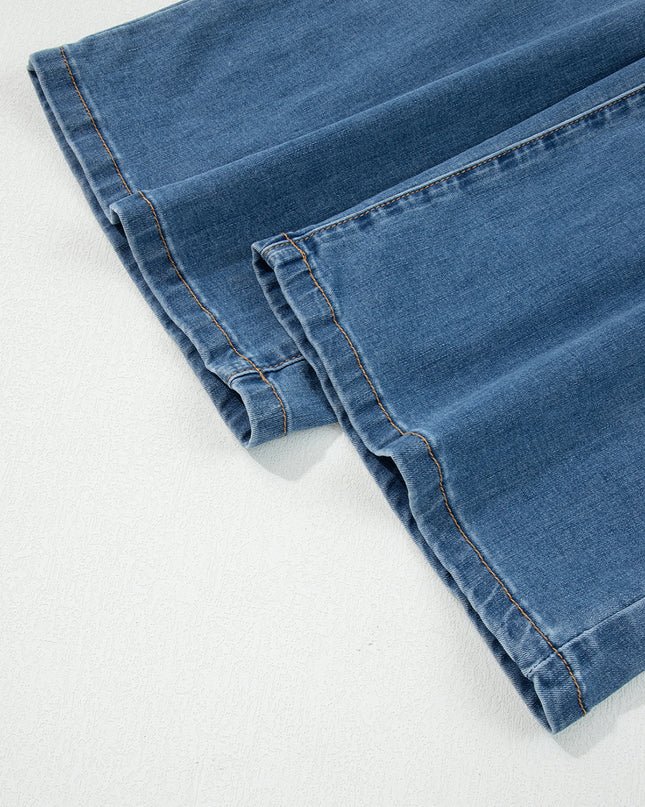 Ashleigh Blue Multi Buttons High Waist Wide Leg Jeans With Pockets
