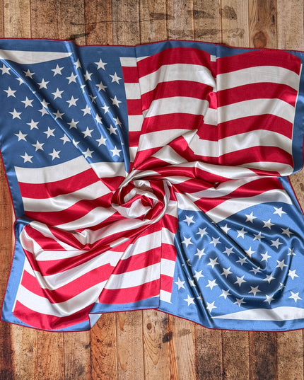 AVS-927 AMERICAN FLAG PRINT SILK WILD RAG 31X31