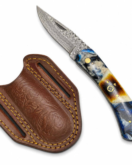 Titan Ocean Storm Damascus Folding Knife TFT-114