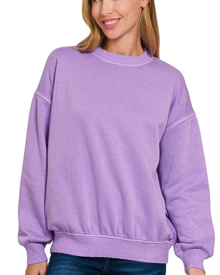 SI-27206 Pigment Dye Fleece Oversized Pullover Zenana