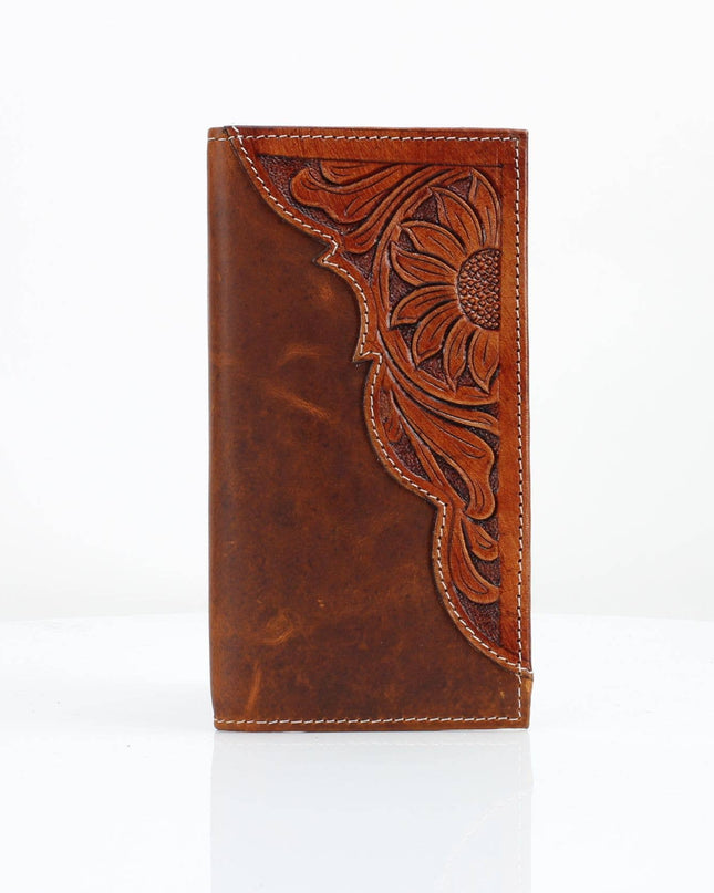 Oil Pull Up Tooled Leather Accent Rodeo Wallet ABW027