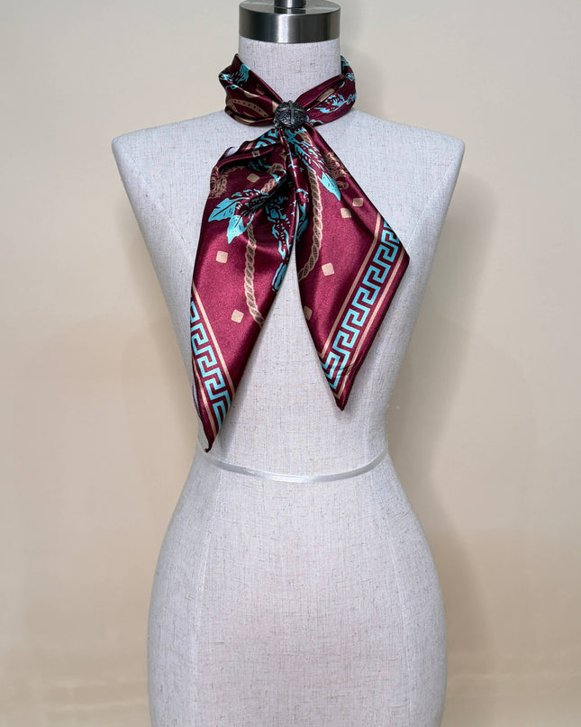 AVS-899 LONGHORN BRONCO PRINT SQUARE SILK WILD RAG 36X36